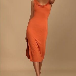 Lulu's Vibrant Orange Midi Dress